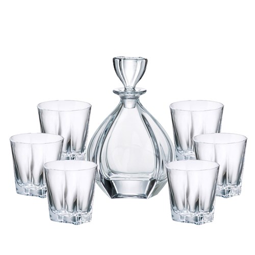 Buy And Send Bohemia Laguna Crystal Decanter Set with 6 Laguna Glasses